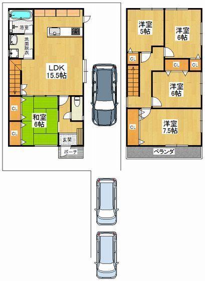 Floor plan. 36,200,000 yen, 5LDK, Land area 136.21 sq m , Building area 108.88 sq m
