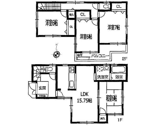 Floor plan. 33,800,000 yen, 4LDK, Land area 90.1 sq m , Building area 96.38 sq m Takatsuki Himuro-cho 2-chome Building 2 Floor plan