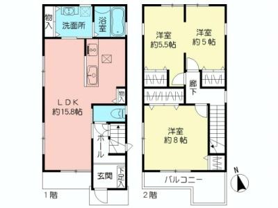 Floor plan. 29,800,000 yen, 3LDK, Land area 87.83 sq m , Building area 84.46 sq m