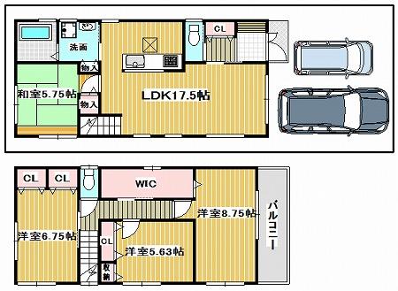 Floor plan. (E No. land), Price 29,800,000 yen, 4LDK+S, Land area 100.01 sq m , Building area 104.7 sq m