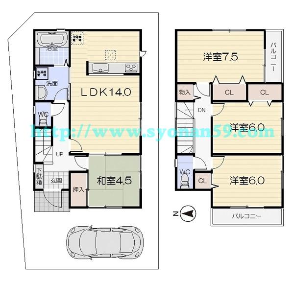 Floor plan. 26,800,000 yen, 4LDK, Land area 87.55 sq m , Building area 93.56 sq m floor plan