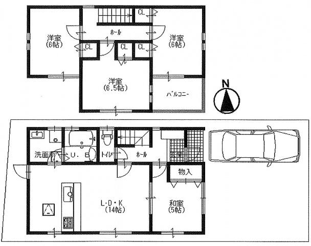Compartment view + building plan example. Building plan example, Land price 18 million yen, Land area 99.32 sq m , Building price 16.8 million yen, Building area 85.86 sq m floor plan can be changed! It is free design!