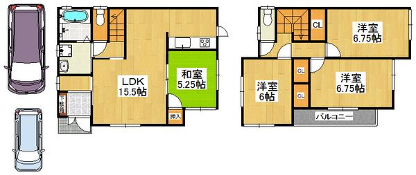 Floor plan. 29,800,000 yen, 4LDK, Land area 100.2 sq m , Comfortable living in the building area 95.15 sq m in town