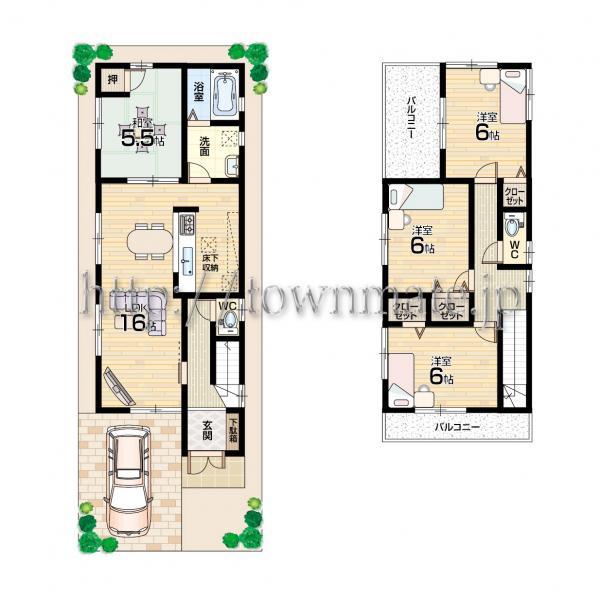 Floor plan. 35,300,000 yen, 4LDK, Land area 94.27 sq m , Building area 93.15 sq m Floor