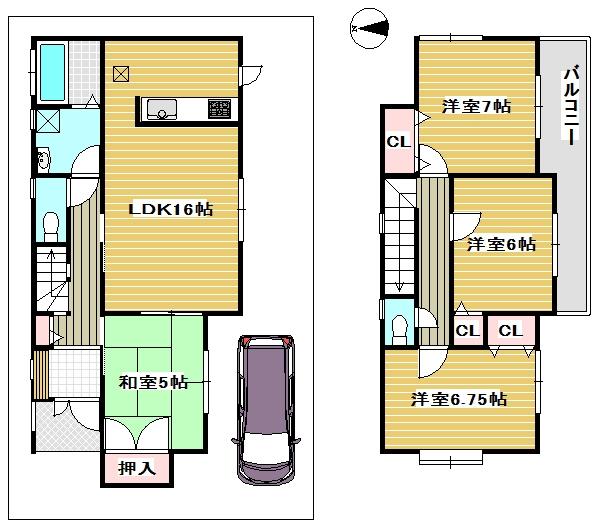 Floor plan. 34,800,000 yen, 4LDK, Land area 100.51 sq m , Building area 98.12 sq m