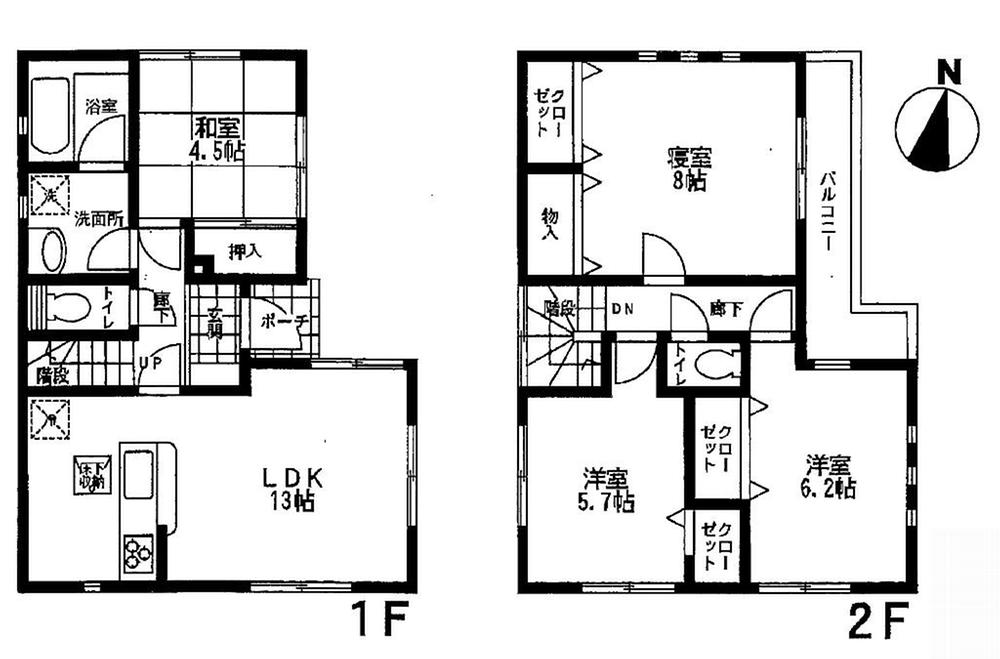Floor plan. 24,800,000 yen, 4LDK, Land area 77.27 sq m , Building area 88.28 sq m