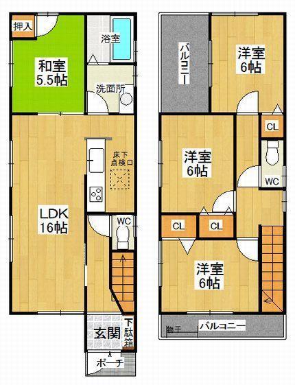 Floor plan. 35,300,000 yen, 4LDK, Land area 94.27 sq m , Building area 93.15 sq m