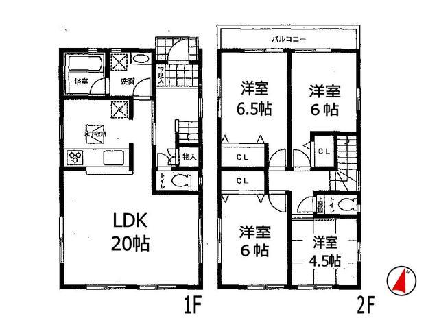 Floor plan. 27,900,000 yen, 4LDK+S, Land area 120.09 sq m , Building area 99.63 sq m Takatsuki Yayoigaoka cho 4 Building Floor