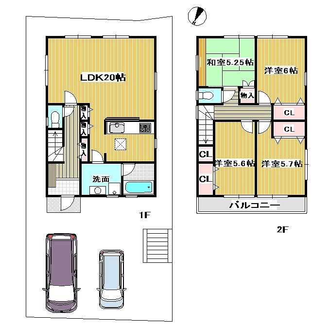 Floor plan. 26,900,000 yen, 4LDK, Land area 120.17 sq m , Building area 100.02 sq m 5 Building