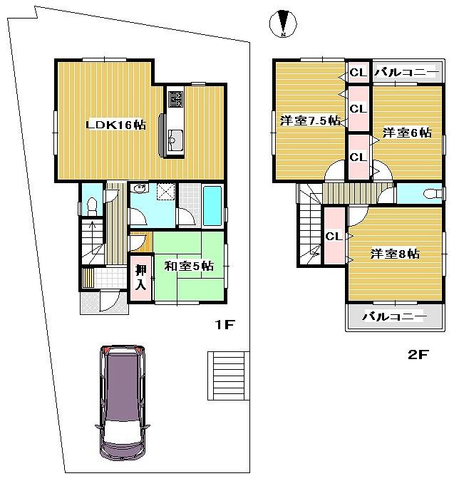Floor plan. 25,900,000 yen, 4LDK, Land area 120.09 sq m , A building area of ​​97.2 sq m spacious master bedroom 8 pledge and the storage capacity is a popular floor plan