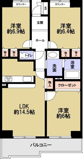 Floor plan. 3LDK, Price 17,900,000 yen, Occupied area 81.79 sq m , Balcony area 10.73 sq m