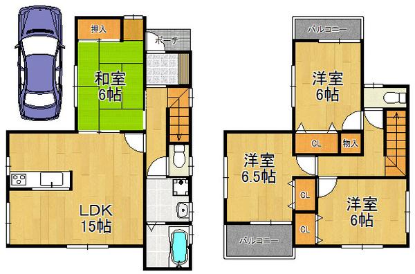 Floor plan. 31,800,000 yen, 4LDK, Land area 98.57 sq m , Building area 94.77 sq m total living room with storage space, Residence of 4LDK ☆