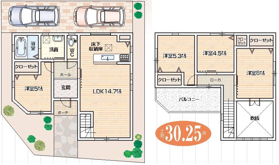 Other building plan example. Building plan example (C No. land) Building price 15,840,000 yen, Building area 100.03 sq m