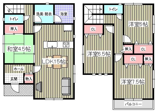 Floor plan. (1 Building), Price 25,800,000 yen, 4LDK, Land area 139.69 sq m , Building area 97.2 sq m