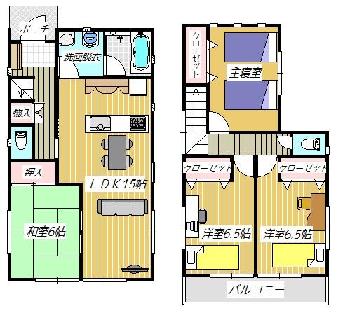 Floor plan. Price 25,300,000 yen, 4LDK, Land area 162.17 sq m , Building area 93.55 sq m