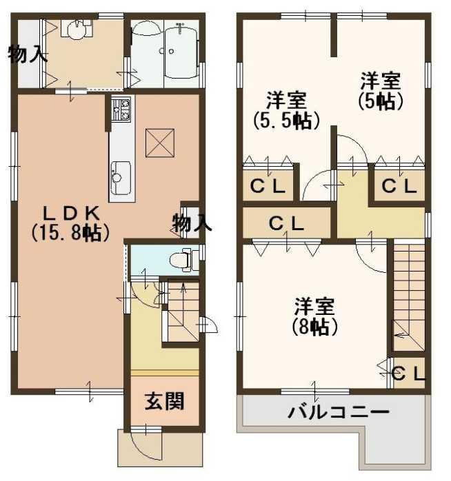 Floor plan. 29,800,000 yen, 3LDK, Land area 87.83 sq m , Building area 84.46 sq m