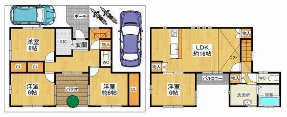 Floor plan. 34,680,000 yen, 4LDK, Land area 101.56 sq m , Building area 101.56 sq m