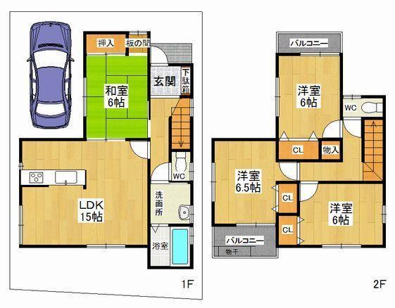 Floor plan. 31,800,000 yen, 4LDK, Land area 98.57 sq m , Building area 94.77 sq m