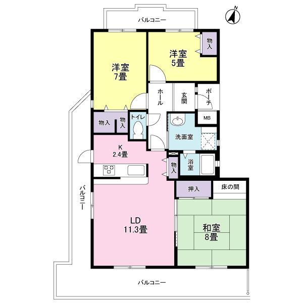 Floor plan. 3LDK, Price 20.5 million yen, Occupied area 85.82 sq m , Balcony area 31.26 sq m