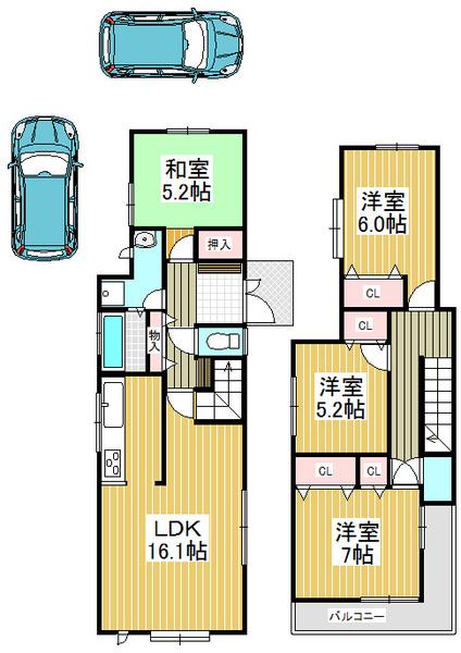Floor plan. 27,800,000 yen, 4LDK, Land area 150 sq m , Building area 99.15 sq m