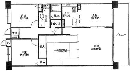 Floor plan. 3LDK, Price 13,900,000 yen, Occupied area 86.67 sq m , Living room balcony area 14.9 sq m about 20 Pledge ・ Arrangement spacious of 8 pledge Japanese-style dining.
