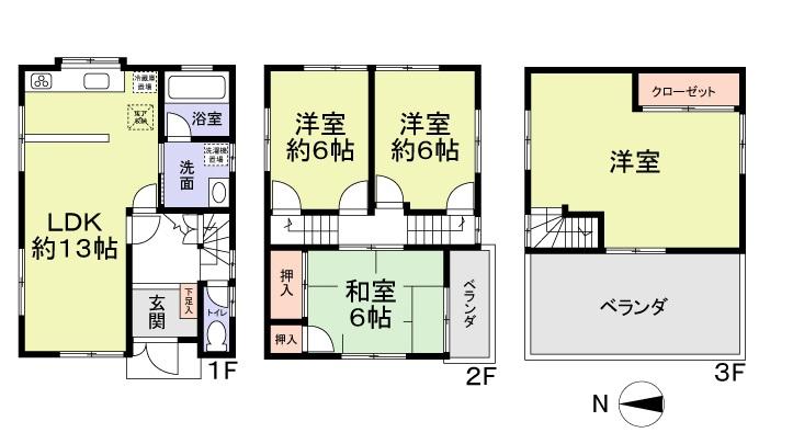 Floor plan. 11.8 million yen, 4LDK, Land area 69.88 sq m , Building area 98.91 sq m