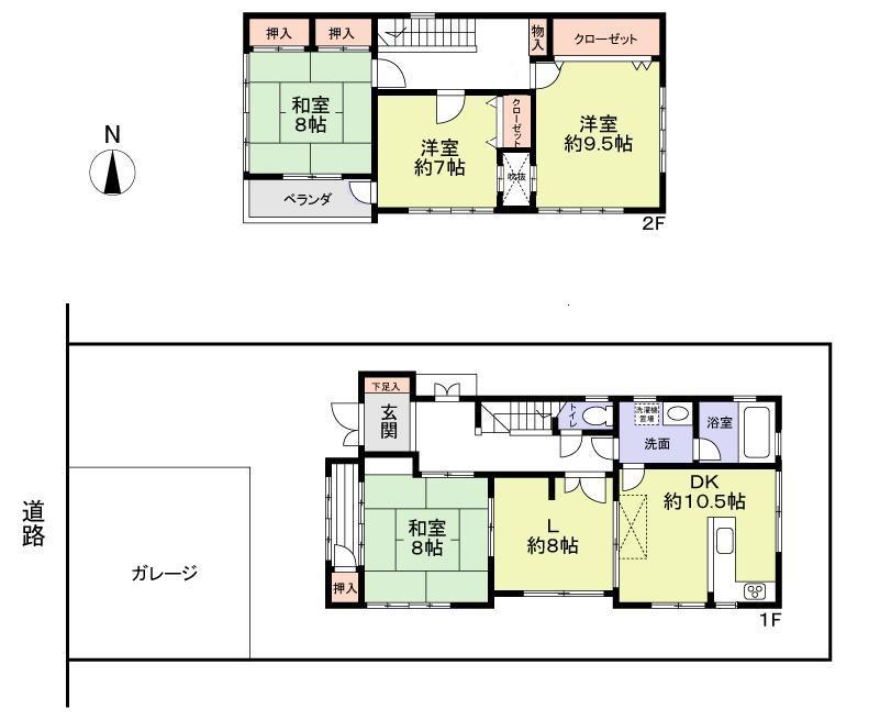 Floor plan. 34,800,000 yen, 4LDK, Land area 193.46 sq m , Building area 128.45 sq m