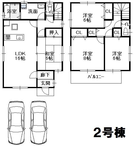Floor plan. (Building 2), Price 31,800,000 yen, 4LDK, Land area 205.01 sq m , Building area 102.68 sq m