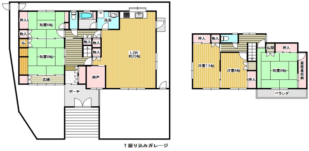Floor plan. 19,800,000 yen, 5LDK + S (storeroom), Land area 231.46 sq m , Building area 159.26 sq m