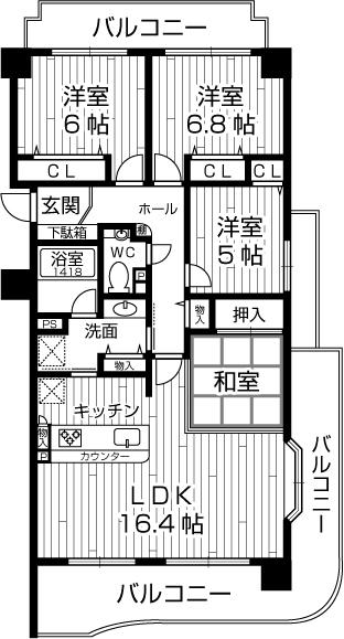 Floor plan. 4LDK, Price 27,800,000 yen, Occupied area 86.96 sq m , Balcony area 24.78 sq m