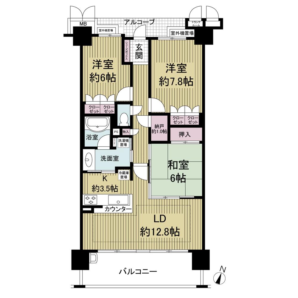 Floor plan. 3LDK + S (storeroom), Price 33,800,000 yen, Occupied area 82.13 sq m , Balcony area 12.92 sq m 3LDK with storeroom ・ 82.13 square meters