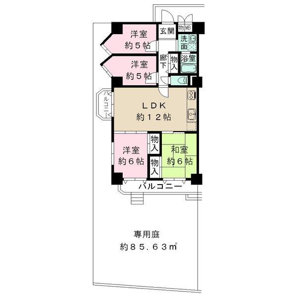 Floor plan. 4LDK, Price 16.8 million yen, Occupied area 80.64 sq m , Balcony area 10.42 sq m