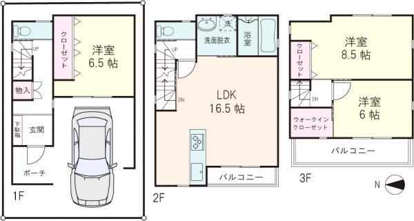 Floor plan. 24,800,000 yen, 3LDK, Land area 64.46 sq m , Building area 105.62 sq m floor plan