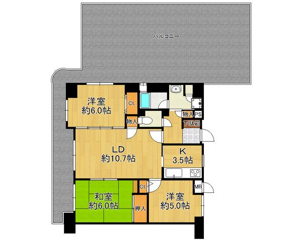 Floor plan. 3LDK, Price 19,800,000 yen, Occupied area 67.31 sq m , Balcony area 11.67 sq m renovation completed! It is the residence of the corner room