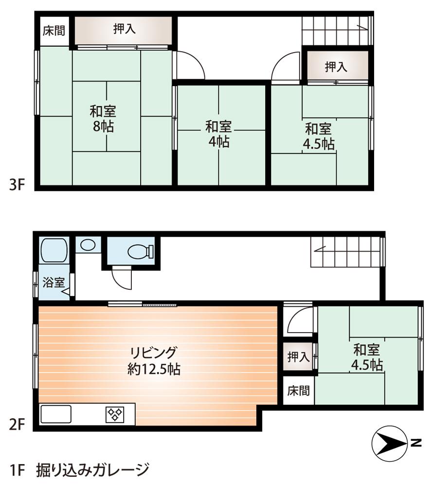 Floor plan. 18 million yen, 4LDK, Land area 63.21 sq m , Building area 134.47 sq m