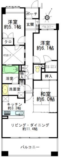 Floor plan. 3LDK, Price 17.5 million yen, Footprint 76.6 sq m , Easy-to-use 3LDK design with a balcony area 12.4 sq m large walk-in closet