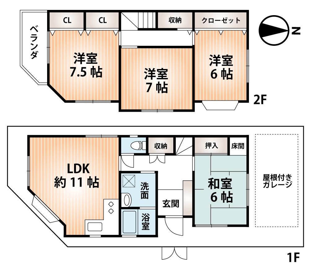 Floor plan. 23.8 million yen, 4LDK, Land area 83.18 sq m , Building area 93.95 sq m