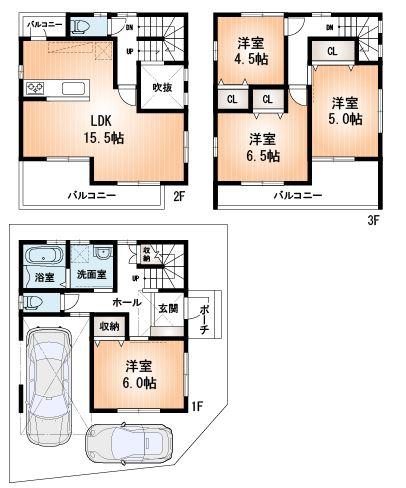 Floor plan. (I No. land), Price 34,800,000 yen, 4LDK, Land area 74.27 sq m , Building area 101.25 sq m