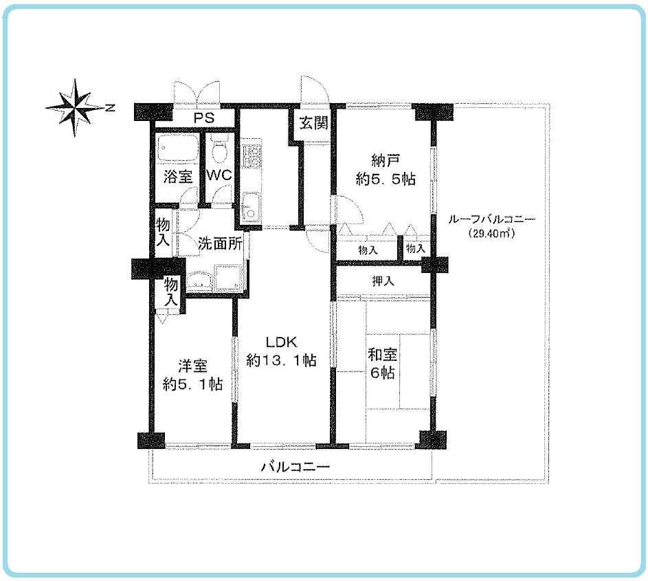 Floor plan. 2LDK + S (storeroom), Price 14.8 million yen, Occupied area 71.82 sq m , Balcony area 10.98 sq m Yuniraifu parkland II Corner dwelling unit The upper floors in the 5 floor