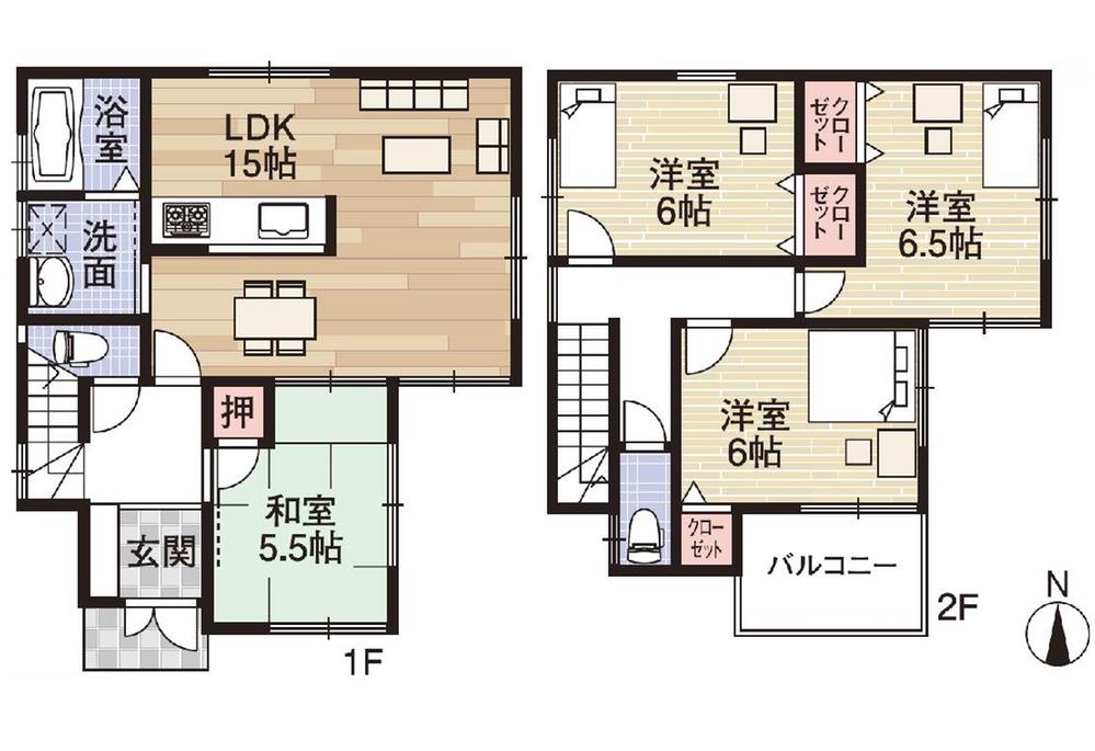 Floor plan. 33,800,000 yen, 4LDK, Land area 84.29 sq m , Building area 91.53 sq m ■ No. 1 destination 33,800,000 yen