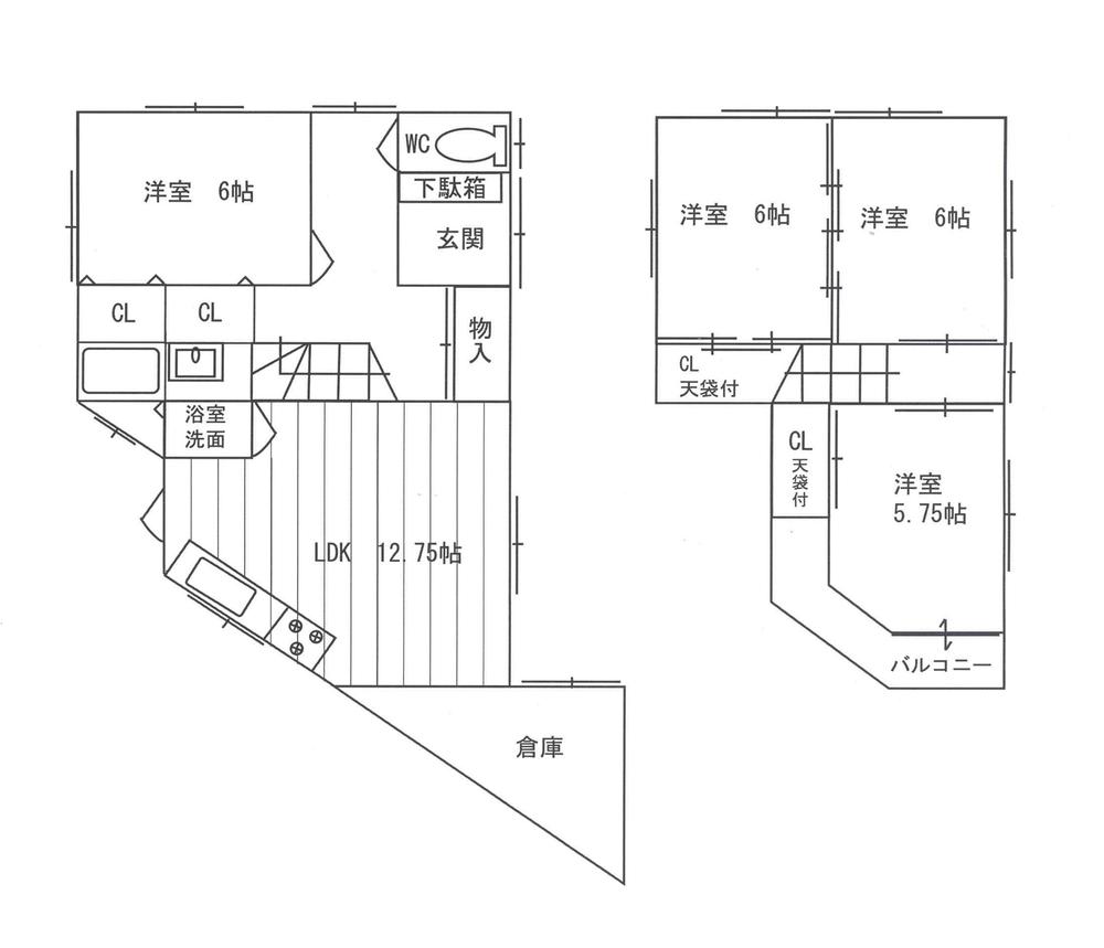 Floor plan. 27,800,000 yen, 4LDK, Land area 139.65 sq m , It is a building area of ​​84.25 sq m storage rich used detached.  2WAY possible! 