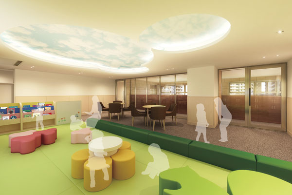 Shared facilities.  [Kids Room] Bright fun nestled Kids Room of, Spaces that are also considered to flooring to play children in peace. While watching the children, Kick back and have a good parent to each other, Has also been the hotel's space to be able to spend a good time (Rendering)