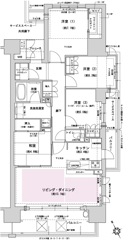 Floor: 3LDK + F (N) ・ 4LDK, occupied area: 89.53 sq m, Price: 45,800,000 yen ・ 47,700,000 yen
