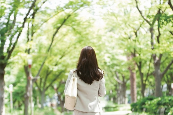 Green tree-lined is pleasant road, Commuter route to the station (image photo)