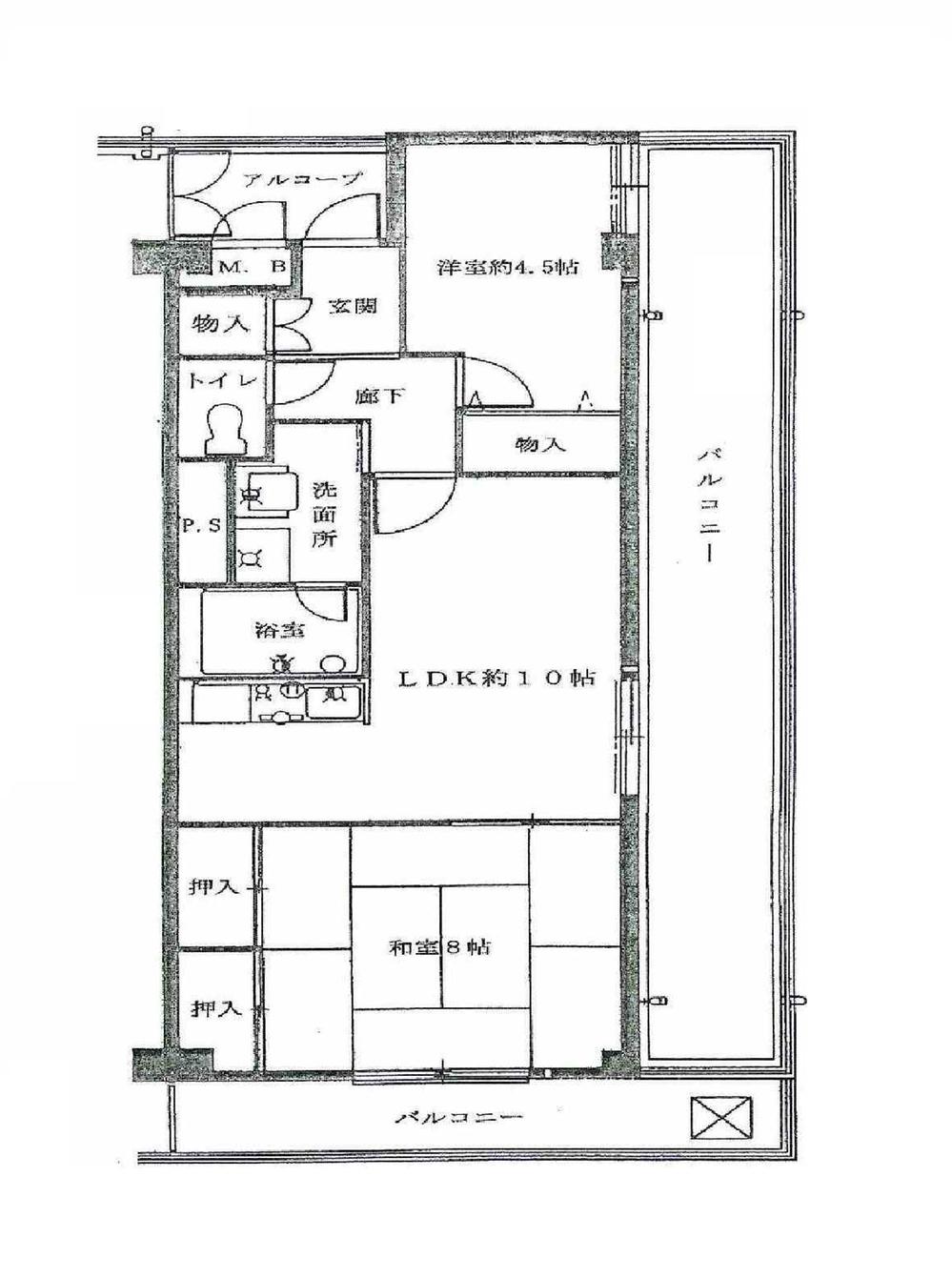 Floor plan. 2LDK, Price 13 million yen, Footprint 60 sq m , Balcony area 26.22 sq m southeast corner room Day is good.