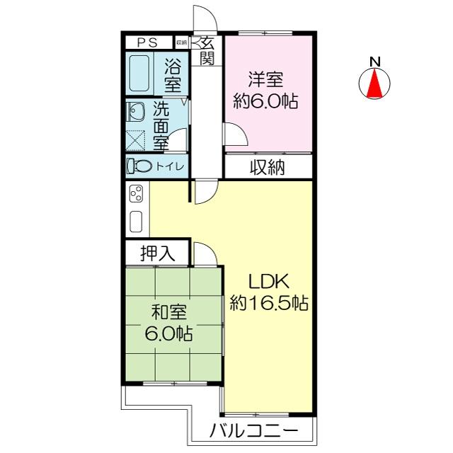Floor plan. 2LDK, Price 18.5 million yen, Occupied area 64.37 sq m , Balcony area 5.88 sq m 2013 October interior completely renovated