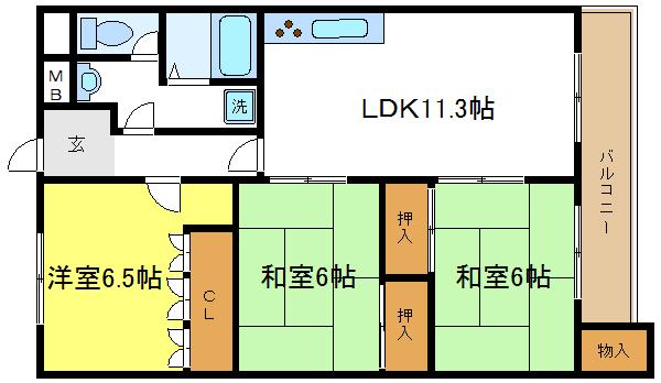 Floor plan. 3LDK, Price 10.8 million yen, Occupied area 74.04 sq m