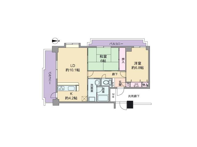 Floor plan. 2LDK, Price 13.5 million yen, Occupied area 58.36 sq m , Balcony area 14.52 sq m