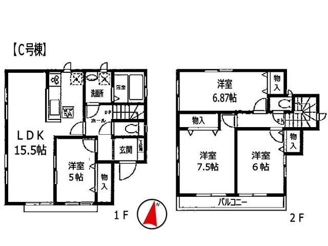 Floor plan. 36,800,000 yen, 4LDK, Land area 103.09 sq m , Building area 99.36 sq m Toyonaka Miyayama-cho 3-chome C Building Floor plan