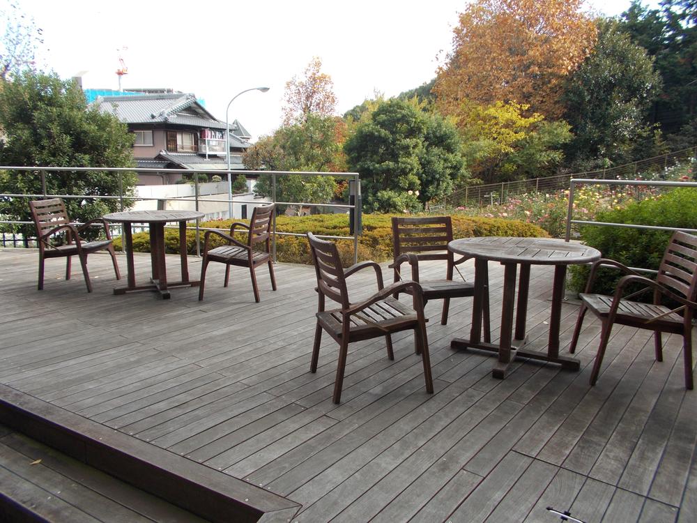 Other common areas. Next to the apartment there is a wood deck, It is blooming flowers in the back.